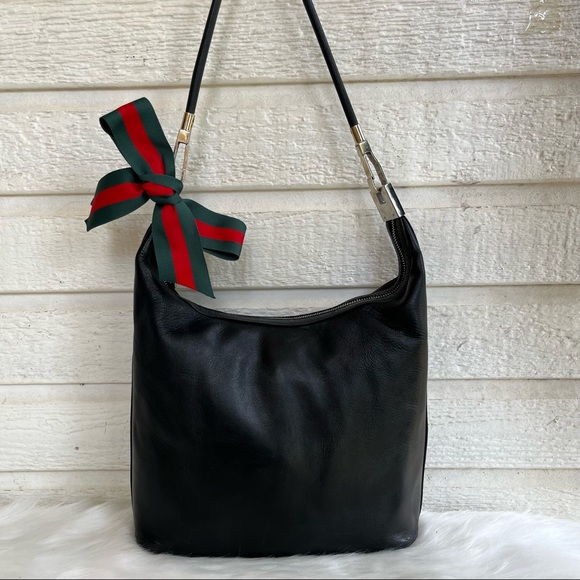 Gucci Handbags - GUCCI Black Vintage Leather Hobo Shoulder Bag Y2K Baguette